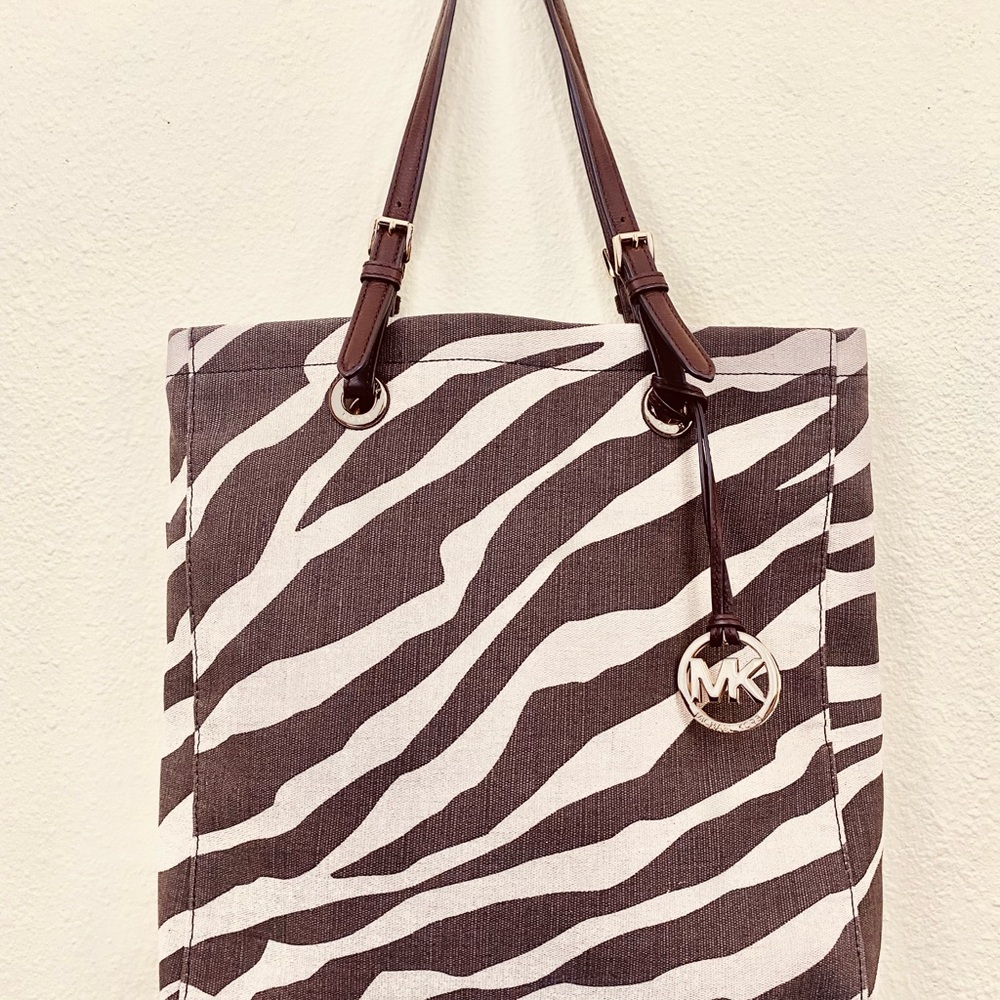 Michael Kors Zebra Pattern Tote - Brown and Cream
